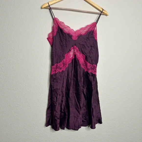 Vintage Victoria’s Secret purple & pink slip mini dress/top - Picture 2 of 15